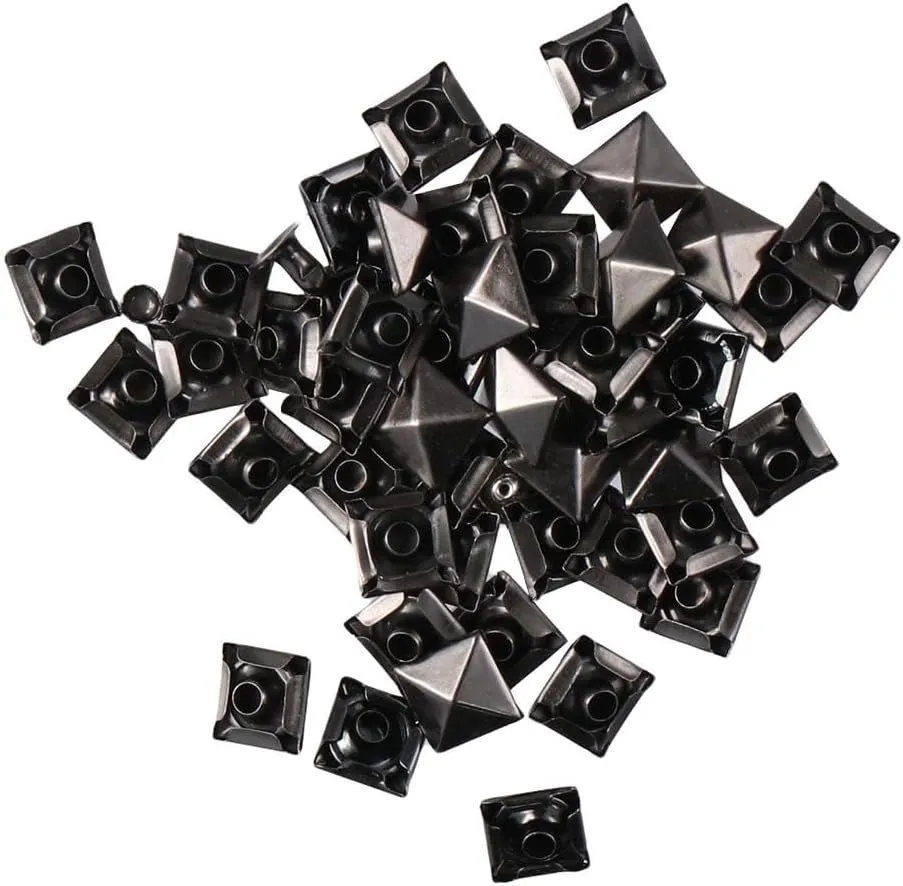 HomeSoGood 100 Sets 10mm Spike Rivet for Clothing Belts Bags Decoration,Black Pyramid Shape Rivet Studs Kits Square Punk Spikes Accessories DIY Leathercraft