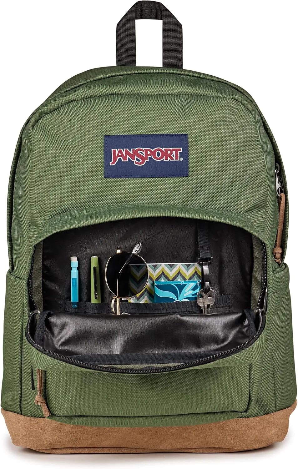 JanSport Right Pack Premium Backpack - Durable Daypack with Padded 15" Laptop Sleeve, Spacious Main Compartment & Integrated Water Bottle Pocket, Cargo Green