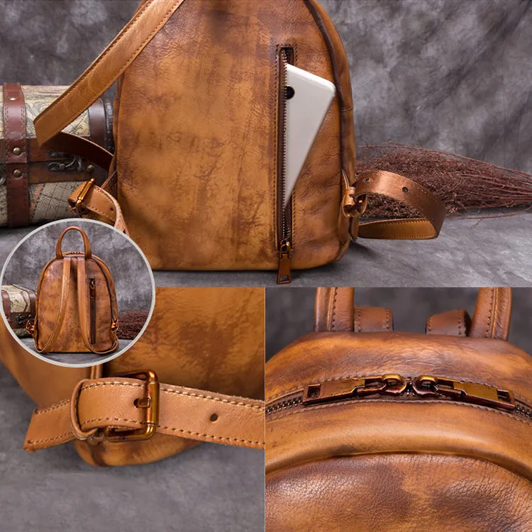 Ladies Genuine Leather Small Backpack Purse Cool Backpacks for Women