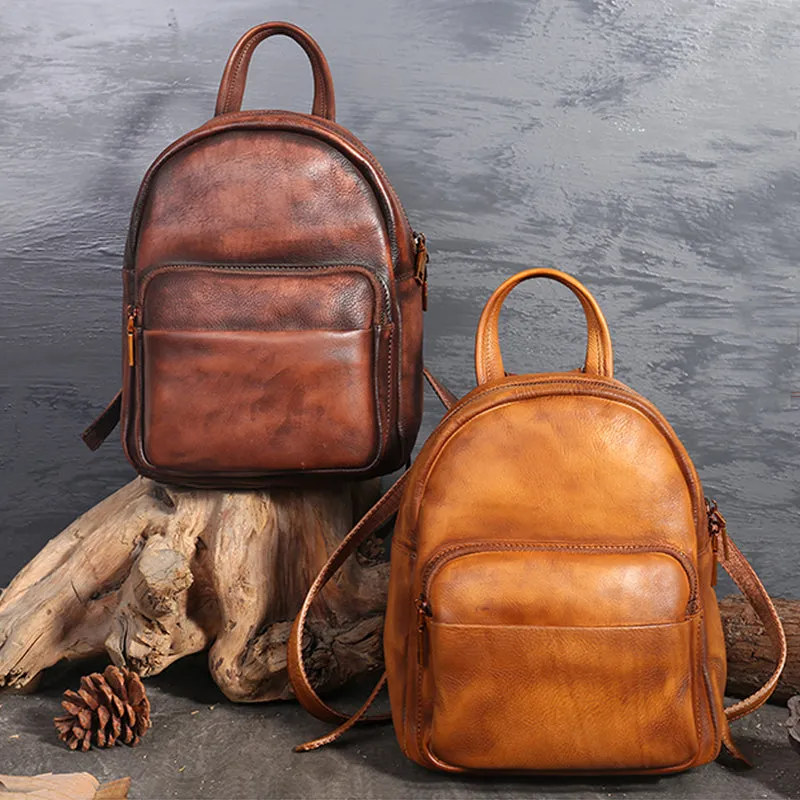 Ladies Genuine Leather Small Backpack Purse Cool Backpacks for Women