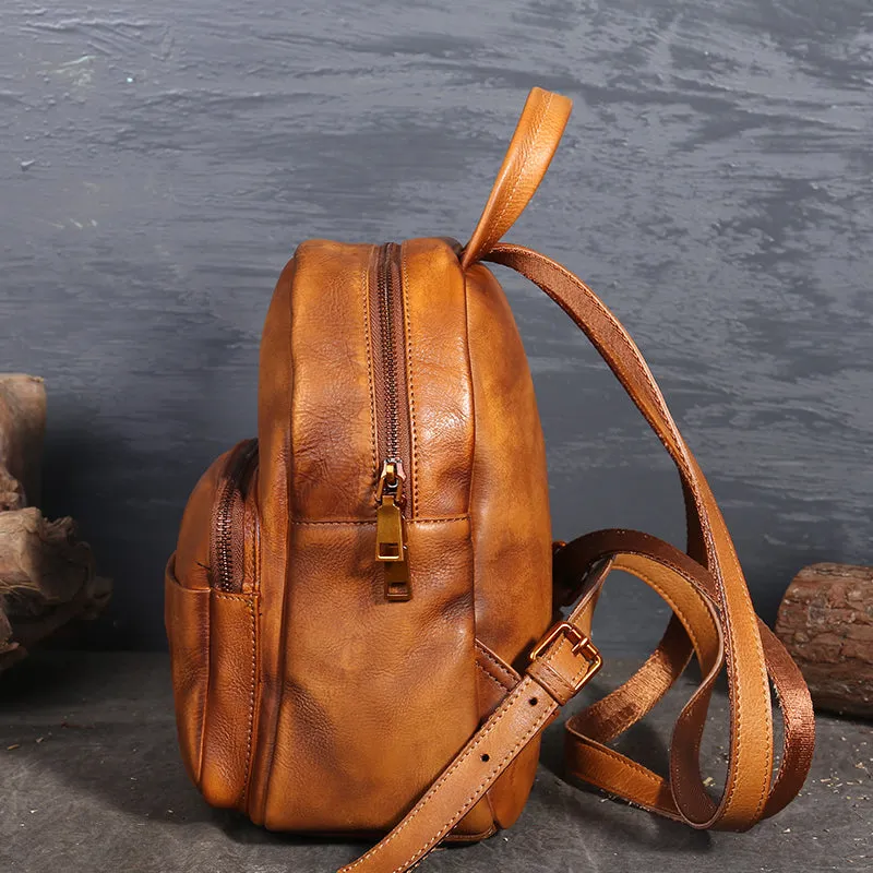 Ladies Genuine Leather Small Backpack Purse Cool Backpacks for Women