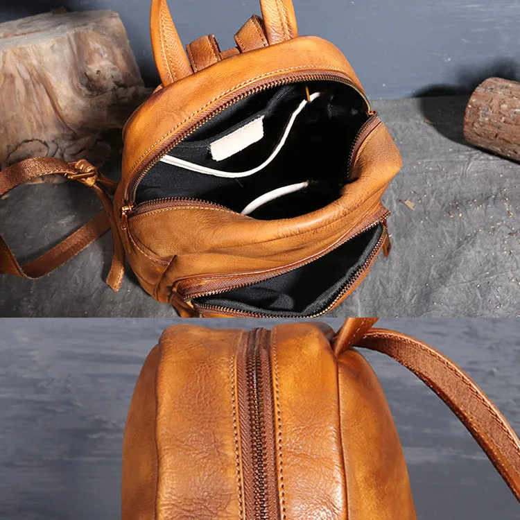Ladies Genuine Leather Small Backpack Purse Cool Backpacks for Women