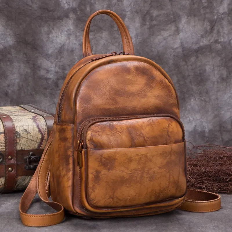 Ladies Genuine Leather Small Backpack Purse Cool Backpacks for Women