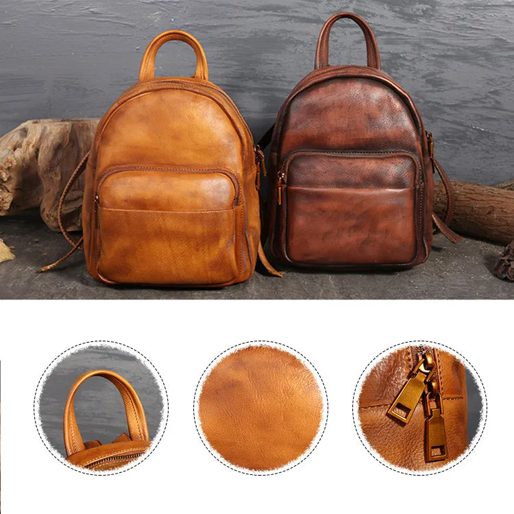 Ladies Genuine Leather Small Backpack Purse Cool Backpacks for Women