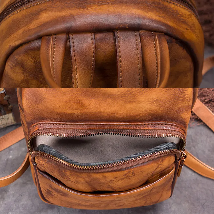 Ladies Genuine Leather Small Backpack Purse Cool Backpacks for Women