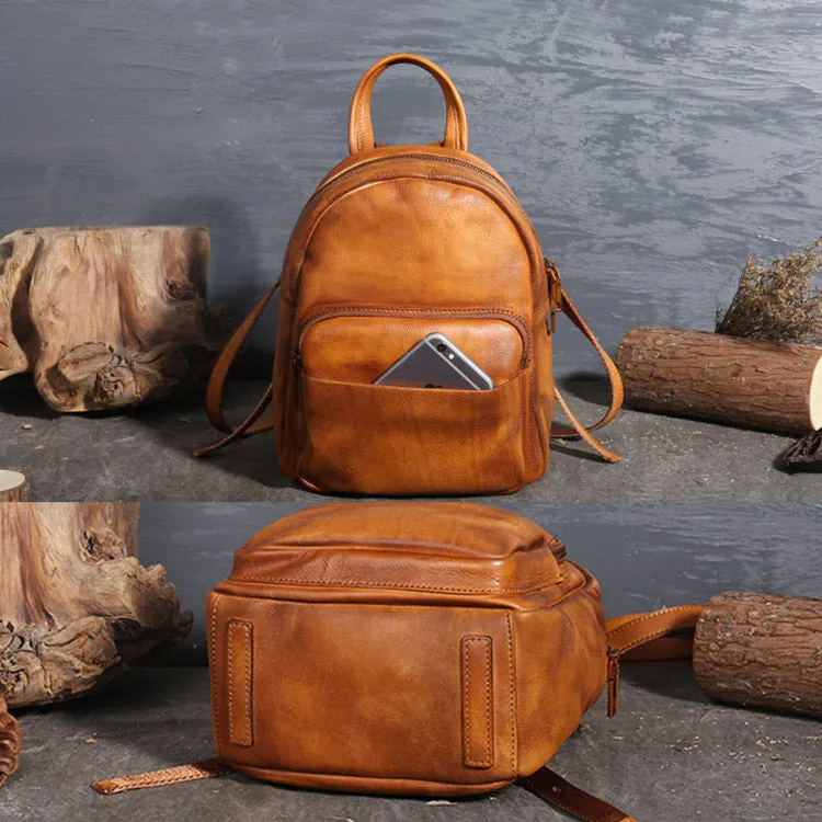 Ladies Genuine Leather Small Backpack Purse Cool Backpacks for Women