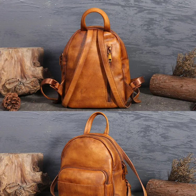 Ladies Genuine Leather Small Backpack Purse Cool Backpacks for Women