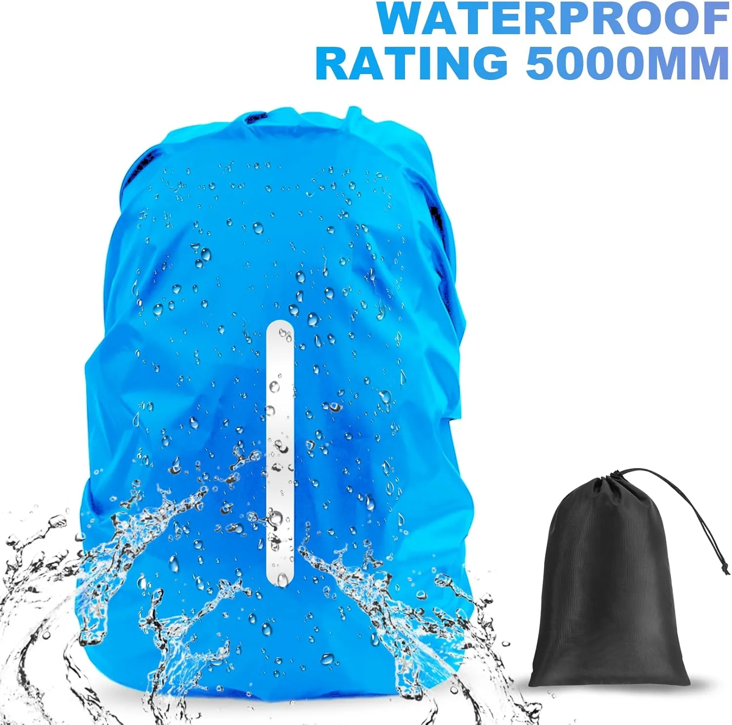LAMA 2 Pack Waterproof Rain Cover for Backpack, Reflective Rucksack Rain Cover for Anti-dust/Anti-Theft/Bicycling/Hiking/Camping/Traveling/Outdoor Activities (1 Pcs Black   1 Pcs Blue, M)