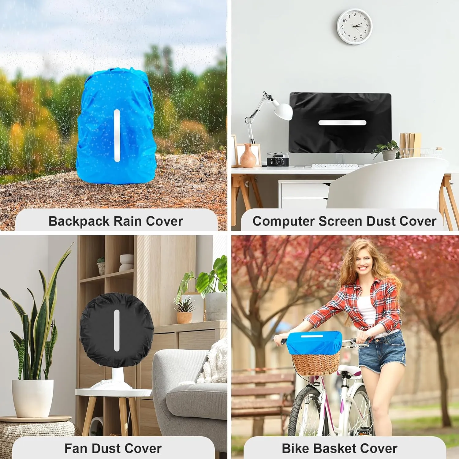 LAMA 2 Pack Waterproof Rain Cover for Backpack, Reflective Rucksack Rain Cover for Anti-dust/Anti-Theft/Bicycling/Hiking/Camping/Traveling/Outdoor Activities (1 Pcs Black   1 Pcs Blue, M)