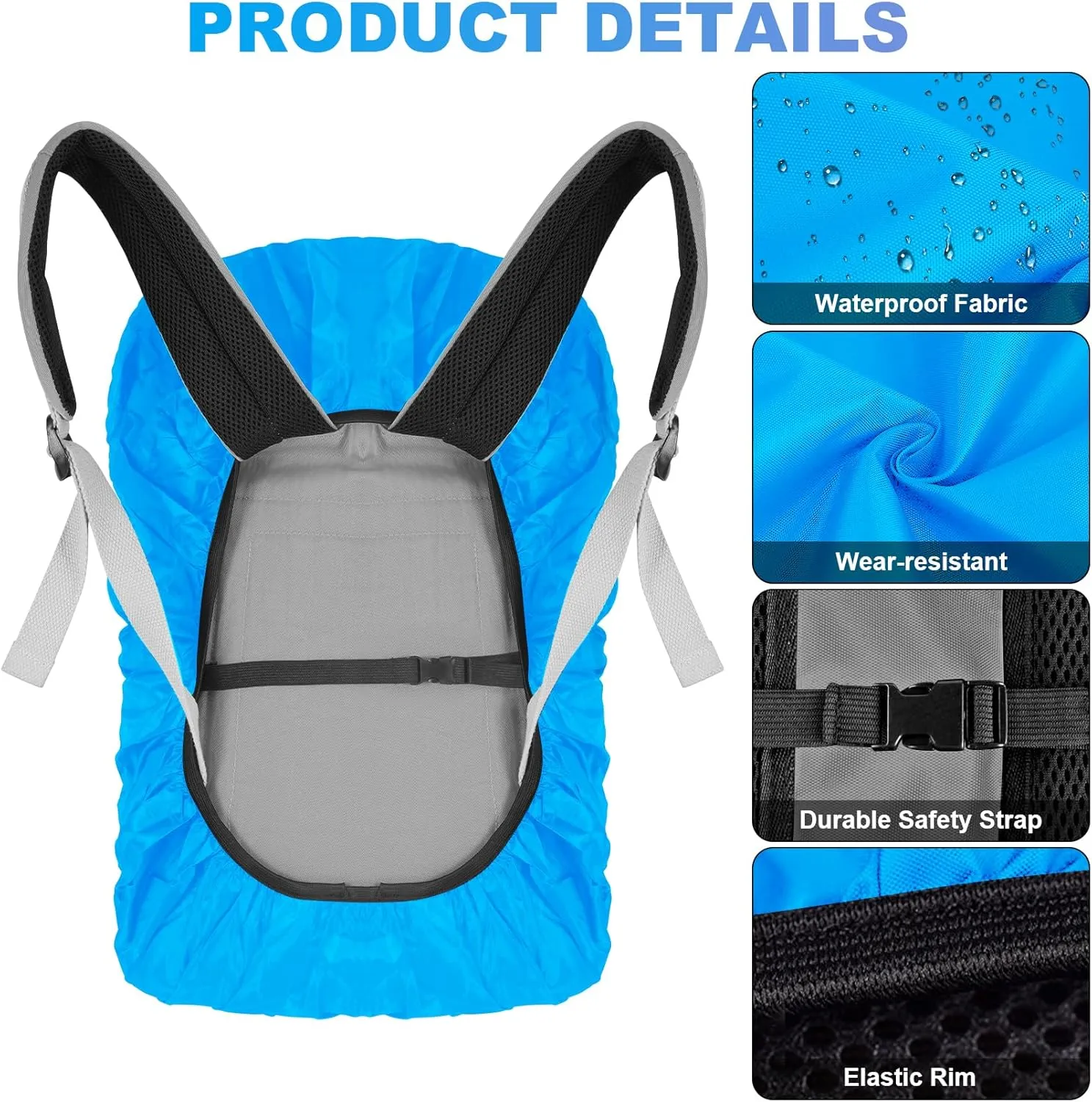 LAMA 2 Pack Waterproof Rain Cover for Backpack, Reflective Rucksack Rain Cover for Anti-dust/Anti-Theft/Bicycling/Hiking/Camping/Traveling/Outdoor Activities (1 Pcs Black   1 Pcs Blue, M)