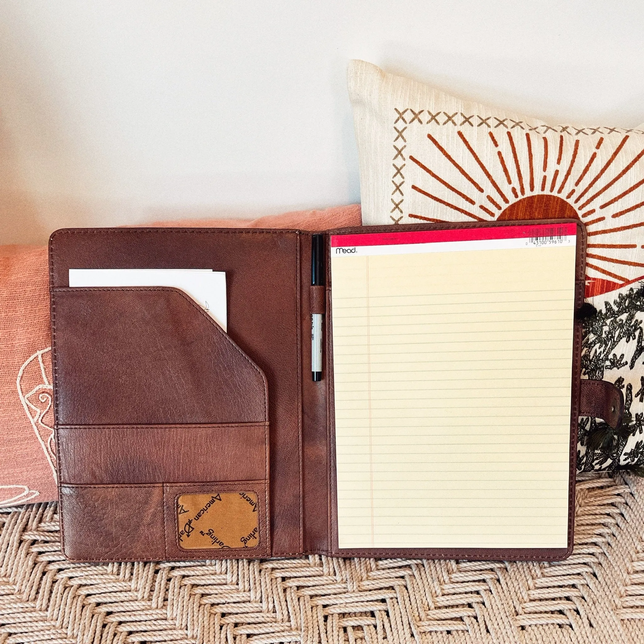 Lancaster Turquoise Hand Tooled Leather Portfolio