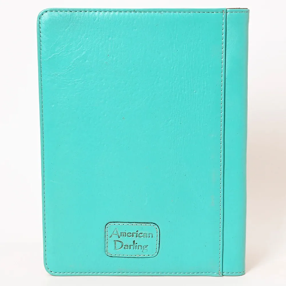Lancaster Turquoise Hand Tooled Leather Portfolio