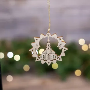 Laser Cut Star Ornament with Seiffen church
