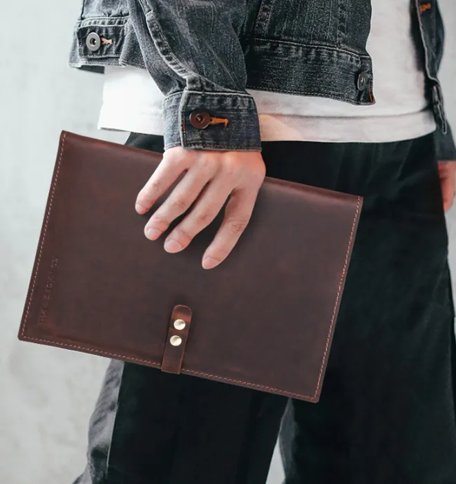 Leather cover ,Business Briefcase,Men's Leather Portfolio,Personalized Anniversary Gift for Him/ CF2002A