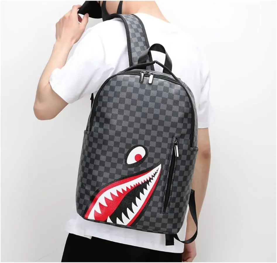 Leisure Shark Backpack Business Large Capacity Men's Campus Outward Travel Bag (D3,Large)