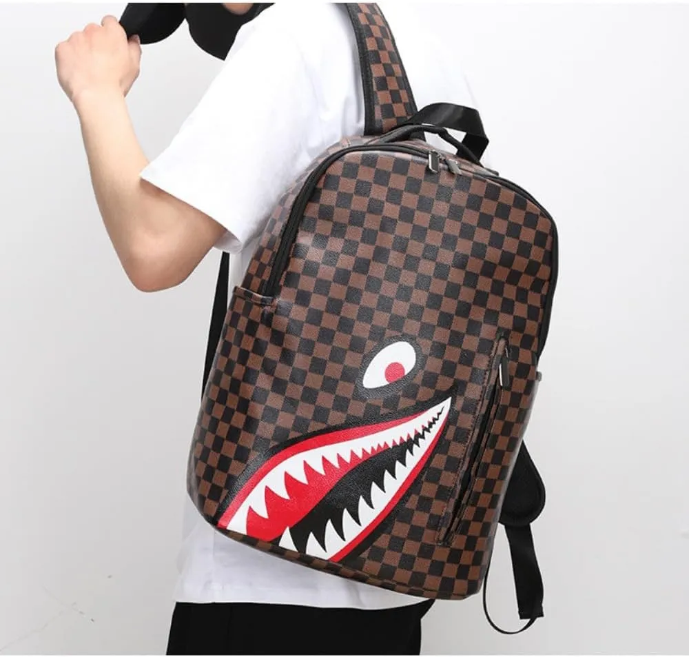 Leisure Shark Backpack Business Large Capacity Men's Campus Outward Travel Bag (D3,Large)