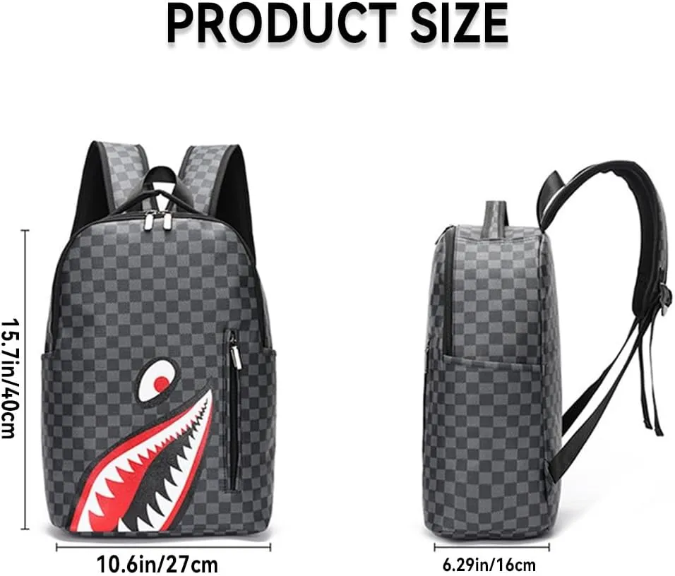 Leisure Shark Backpack Business Large Capacity Men's Campus Outward Travel Bag (D3,Large)