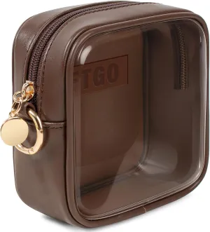 LETGO Small Cosmetic Bag for Purse Mini Makeup Bag for School Cute Clear Make Up Pouch for Travel Clear Cosmetic Bags Purse Essentials Make Up Bag for School Women Men (Mini Chocolate)