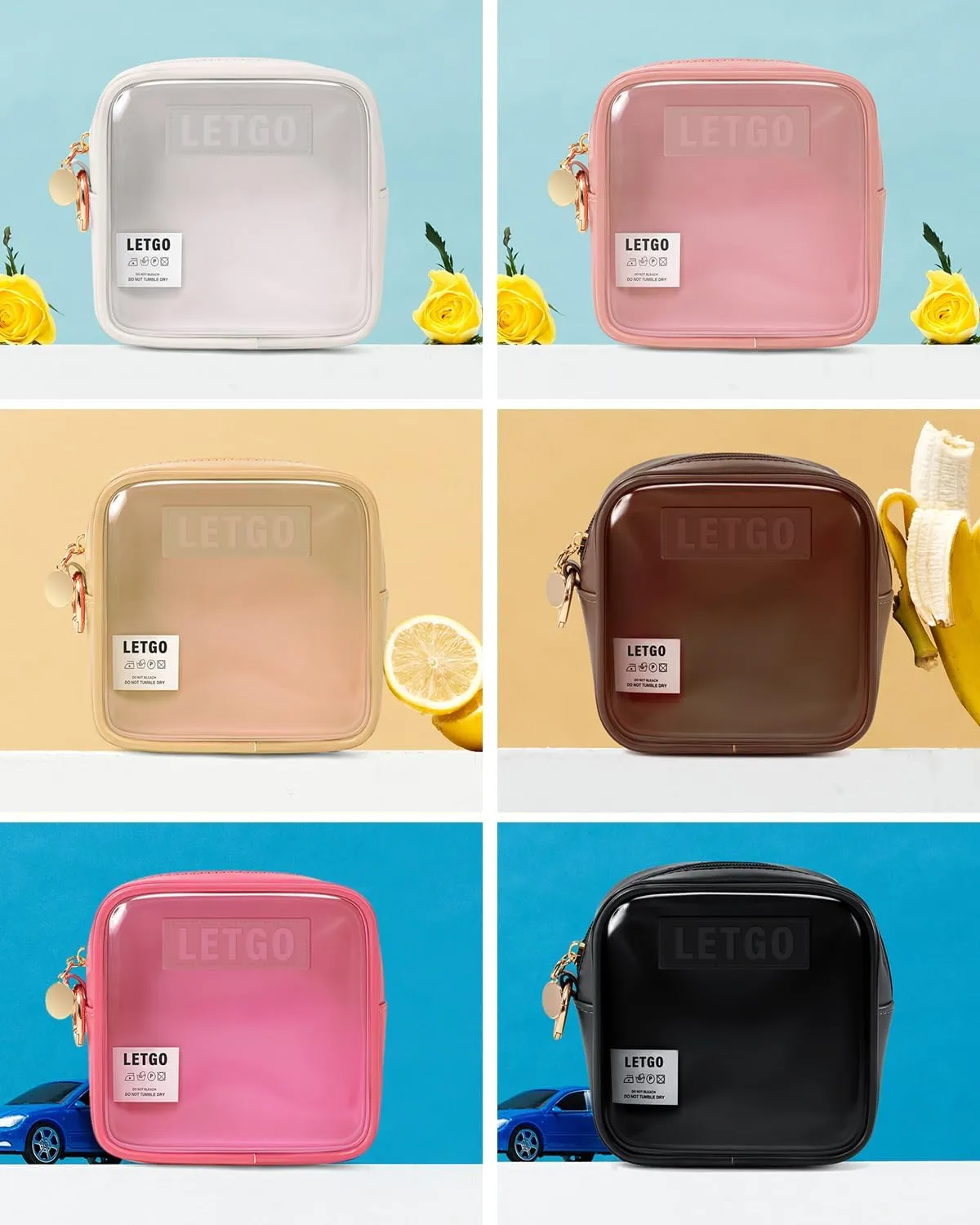 LETGO Small Cosmetic Bag for Purse Mini Makeup Bag for School Cute Clear Make Up Pouch for Travel Clear Cosmetic Bags Purse Essentials Make Up Bag for School Women Men (Mini Chocolate)