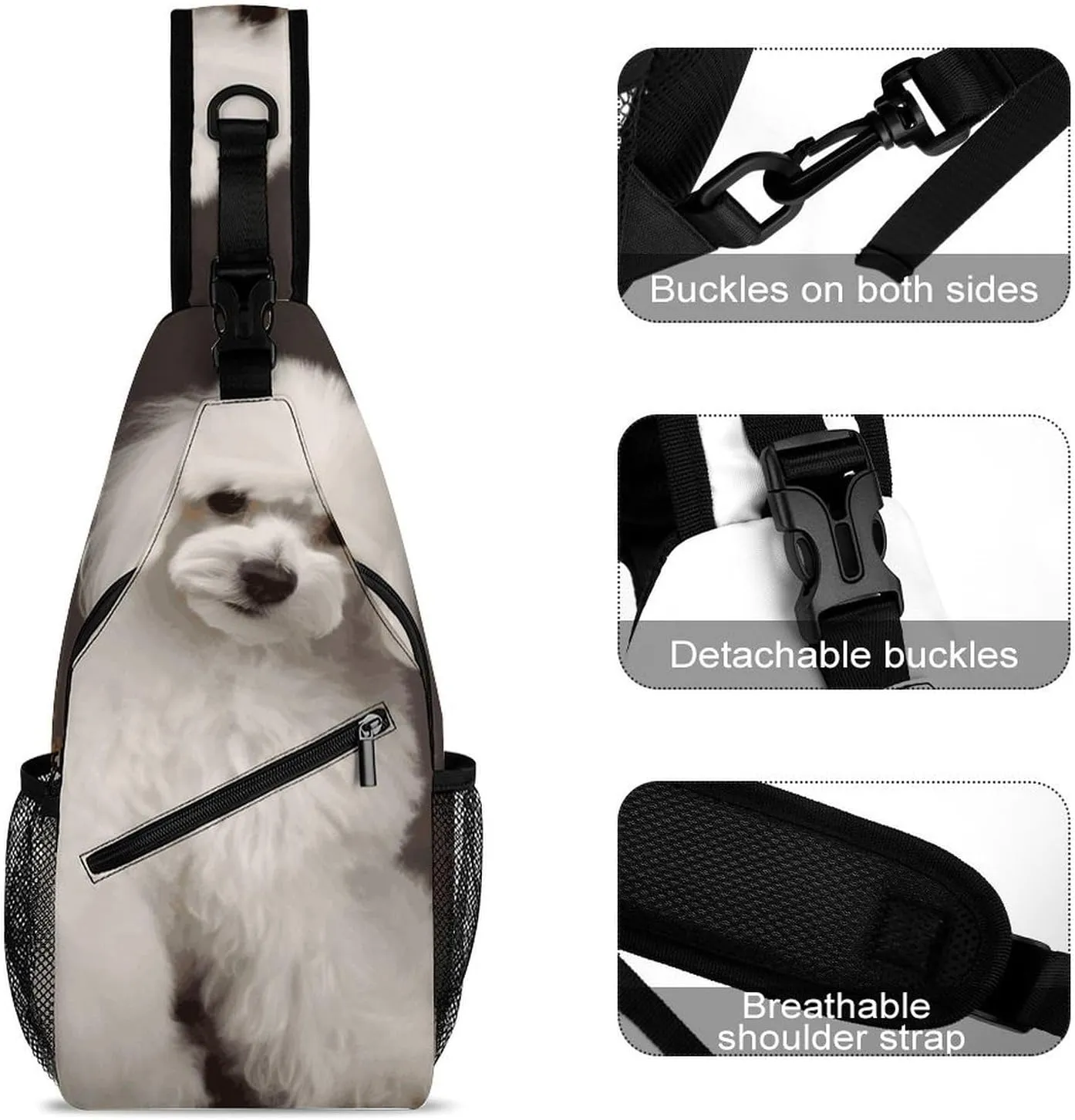 Lightweight Chest Bag Crossbody Bag French Poodle Sling Backpack for Women Men Sports Travel