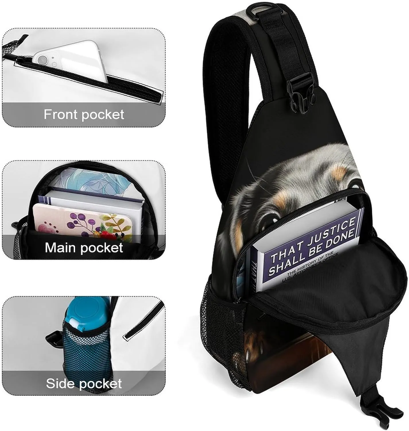 Lightweight Chest Bag Crossbody Bag Pad Dachshund Sling Backpack for Women Men Sports Travel