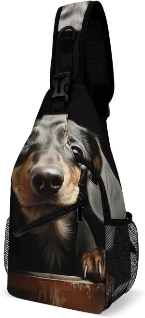 Lightweight Chest Bag Crossbody Bag Pad Dachshund Sling Backpack for Women Men Sports Travel