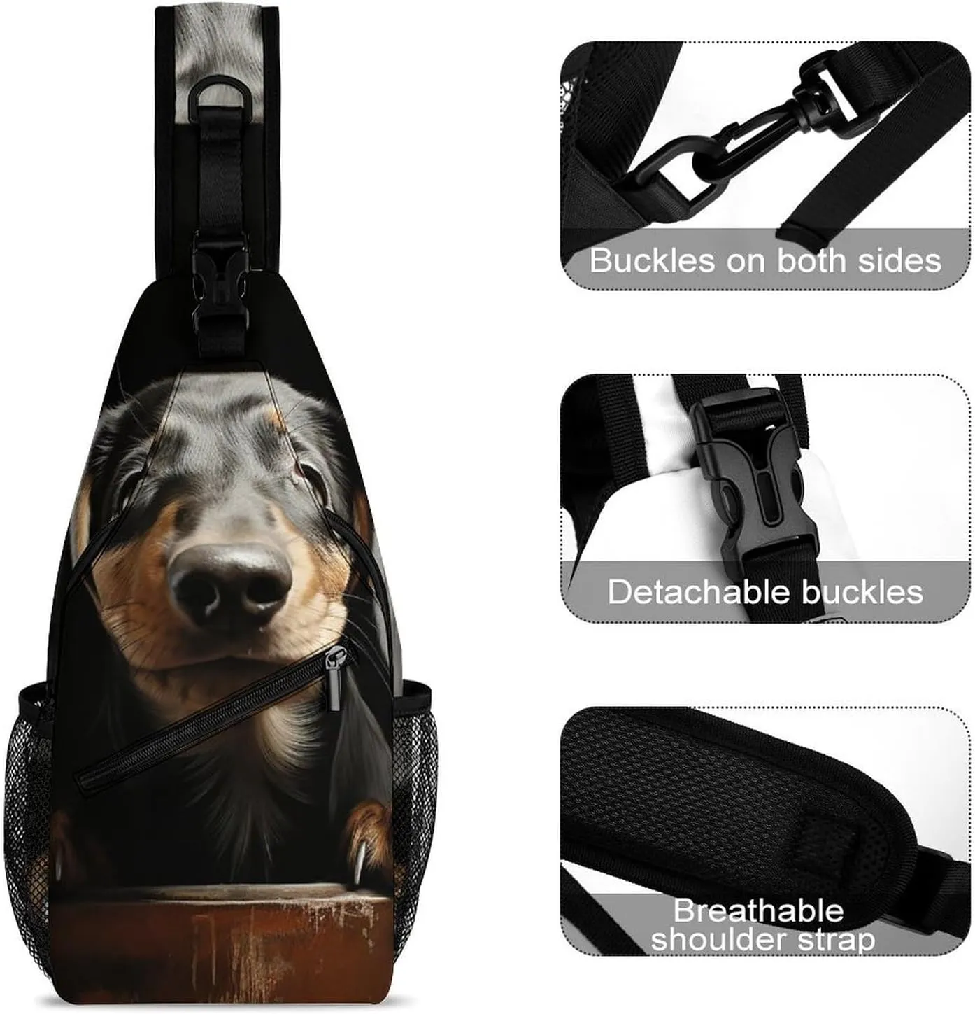 Lightweight Chest Bag Crossbody Bag Pad Dachshund Sling Backpack for Women Men Sports Travel