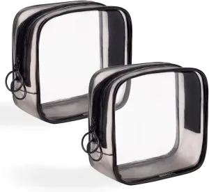 LYroo Black Small Makeup Bag Clear Mini Makeup Zipper Pouch Makeup Bag Small Cosmetic Bag for Purse Essentials Items Women Coin Purse Aesthetic Stuff(2 Pack)