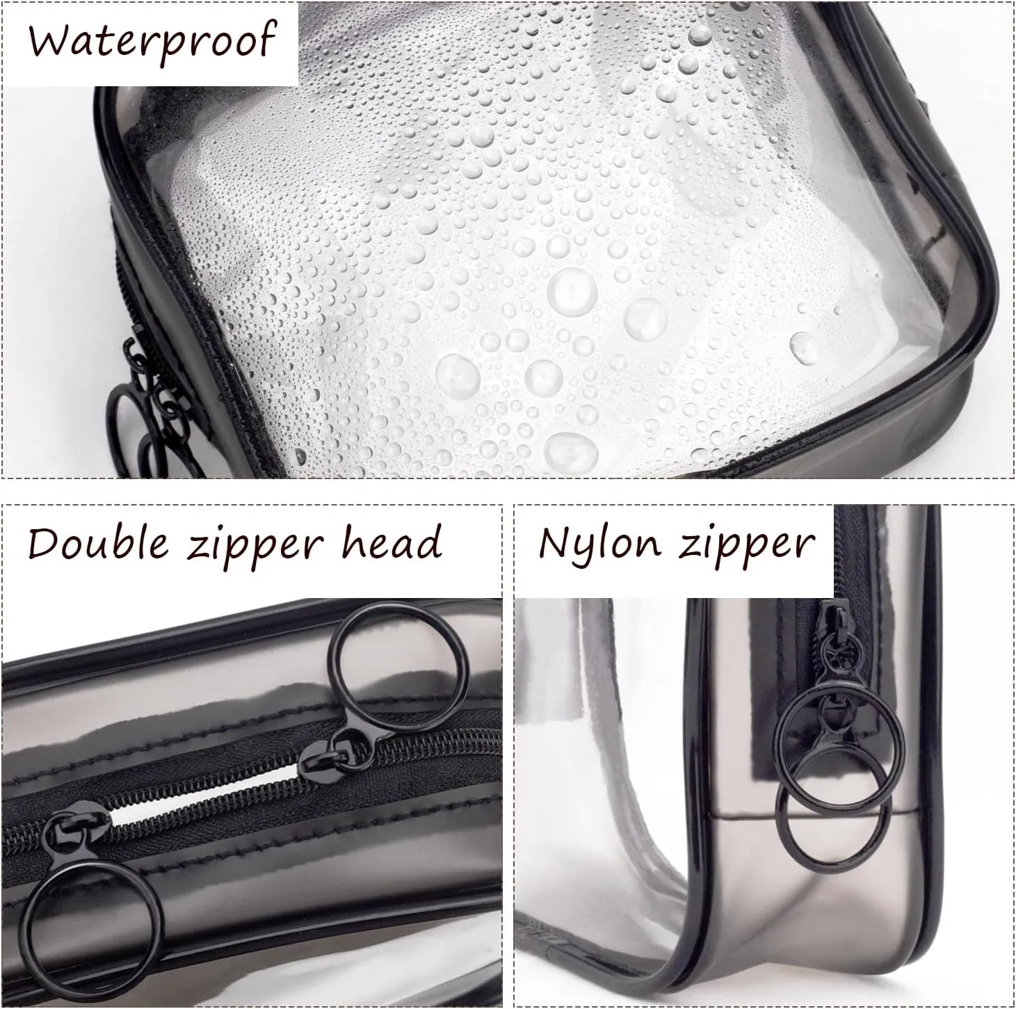 LYroo Black Small Makeup Bag Clear Mini Makeup Zipper Pouch Makeup Bag Small Cosmetic Bag for Purse Essentials Items Women Coin Purse Aesthetic Stuff(2 Pack)