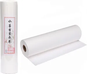 MEGREZ Roll Pack Xuan Paper Thicken Calligraphy Xuan Paper Sumi Paper for Practice Chinese Japanese, 35cm x 100m(13.8in x 328ft), Sheng(Raw) Xuan Paper, White