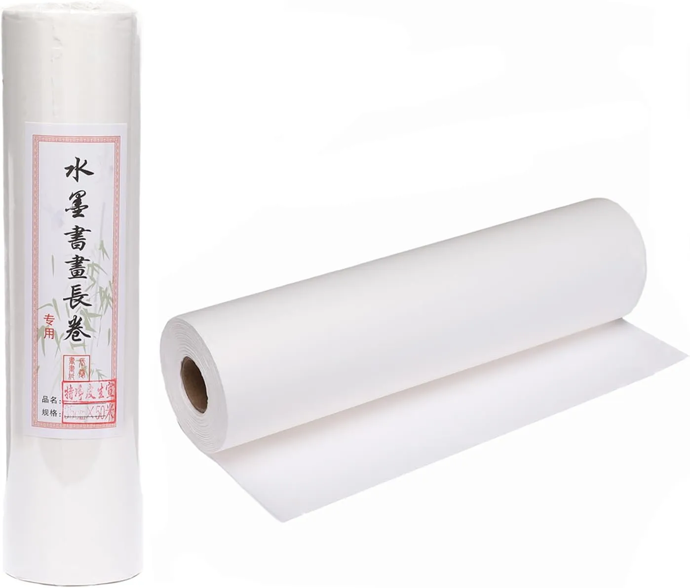 MEGREZ Roll Pack Xuan Paper Thicken Calligraphy Xuan Paper Sumi Paper for Practice Chinese Japanese, 35cm x 100m(13.8in x 328ft), Sheng(Raw) Xuan Paper, White