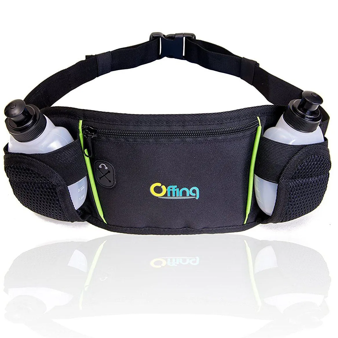 Men or Women's Hydration Running Belt Pouch With Water Bottles And Zippered Compartment