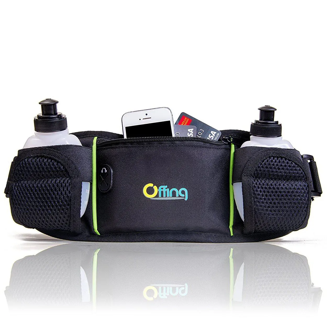 Men or Women's Hydration Running Belt Pouch With Water Bottles And Zippered Compartment
