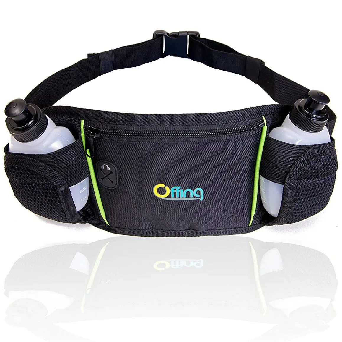 Men or Women's Hydration Running Belt Pouch With Water Bottles And Zippered Compartment