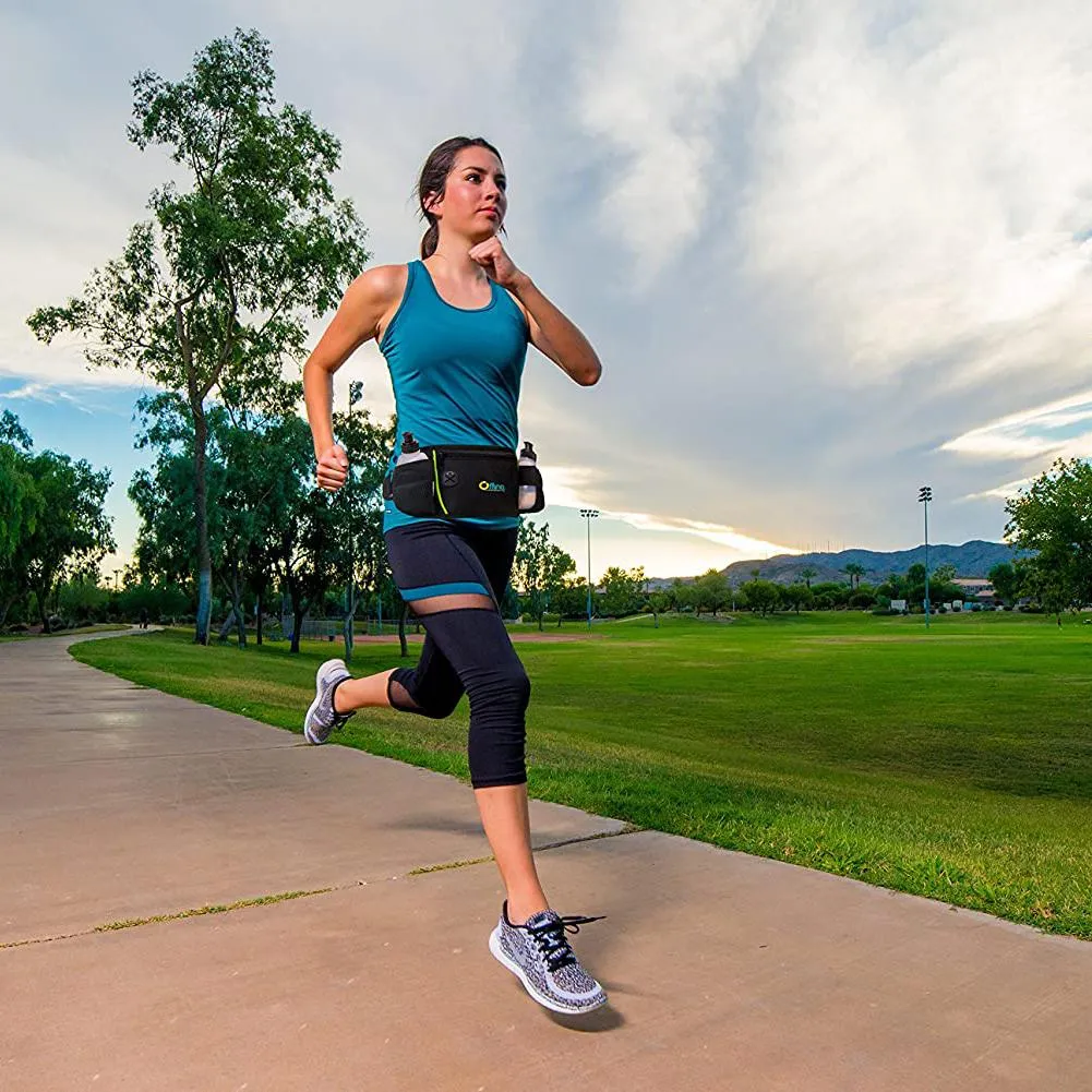 Men or Women's Hydration Running Belt Pouch With Water Bottles And Zippered Compartment