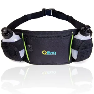 Men or Women's Hydration Running Belt Pouch With Water Bottles And Zippered Compartment