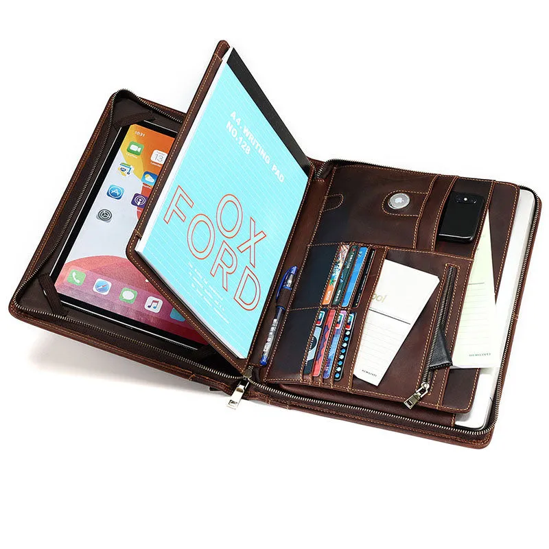 Men's Leather Portfolio ,Personalized Padfolio Notebook Holder File Document Organizer, Business Briefcase for Gift/6041