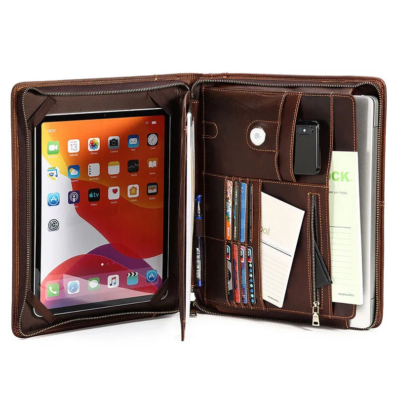 Men's Leather Portfolio ,Personalized Padfolio Notebook Holder File Document Organizer, Business Briefcase for Gift/6041