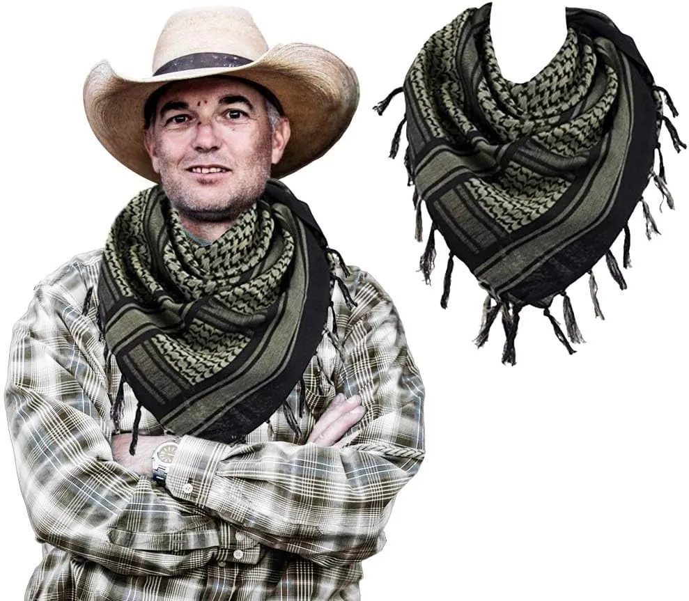 Military Shemagh Arab Tactical Desert Keffiyeh Thickened Scarf Wrap for Women and Men 43"x43"