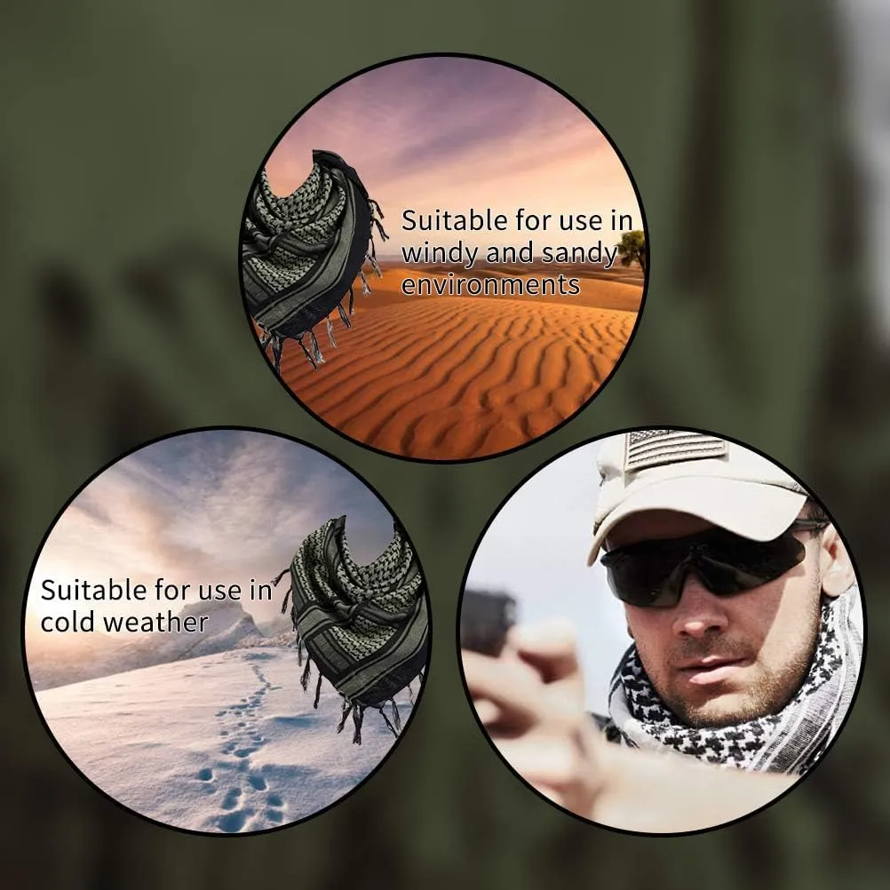 Military Shemagh Arab Tactical Desert Keffiyeh Thickened Scarf Wrap for Women and Men 43"x43"