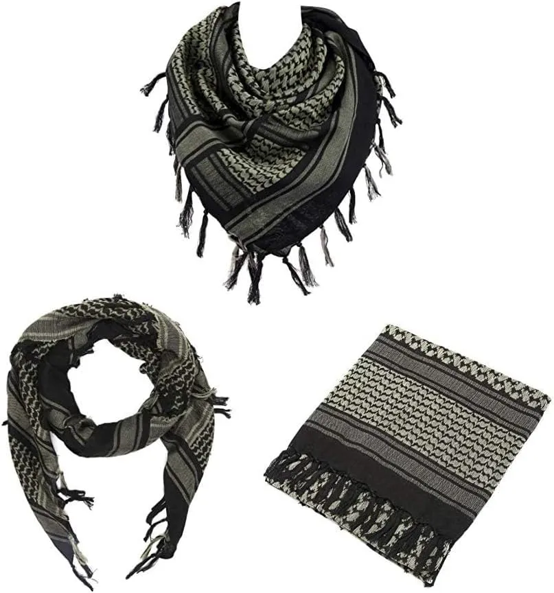 Military Shemagh Arab Tactical Desert Keffiyeh Thickened Scarf Wrap for Women and Men 43"x43"