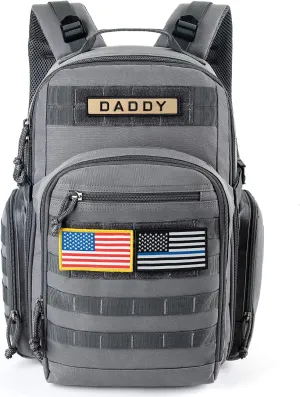 MIRACOL Military Diaper Bag for Men - Large Baby Diaper Backpack for Hiking Travel Trips Camping - Army Daddy Gear Backpack for Outdoor Enthusiast Dad Grey