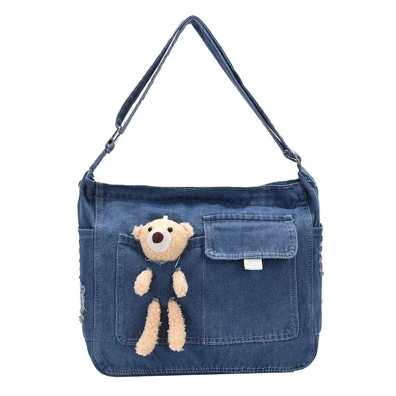 New Women's Bag High Quality Denim Zipper Trendy Shoulder Bag Hot Selling Casual Large Capacity Crossbody Bag