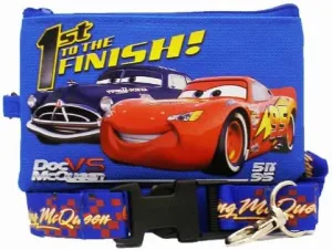 Officially Licensed Disney Pixar Cars Zipper Pouch Wallet and Quick Release Key Clip Lanyard - Lightning McQueen and Doc Hudson
