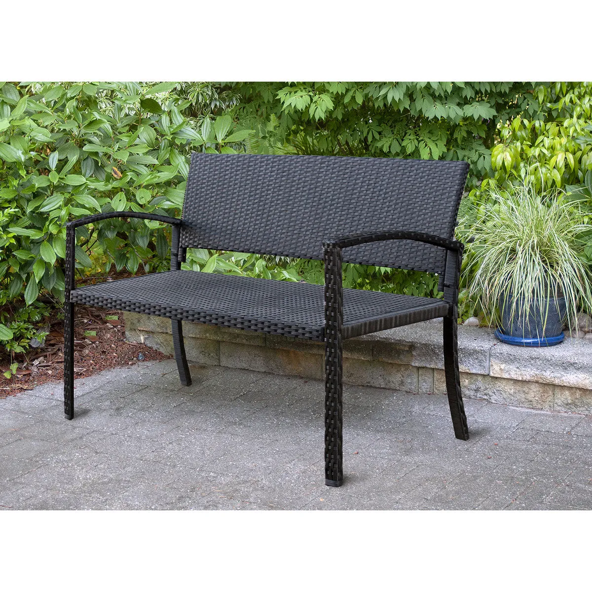 Outdoor Furniture - Patioflare Jackie Wicker Bench, PF-BB241-BK MO