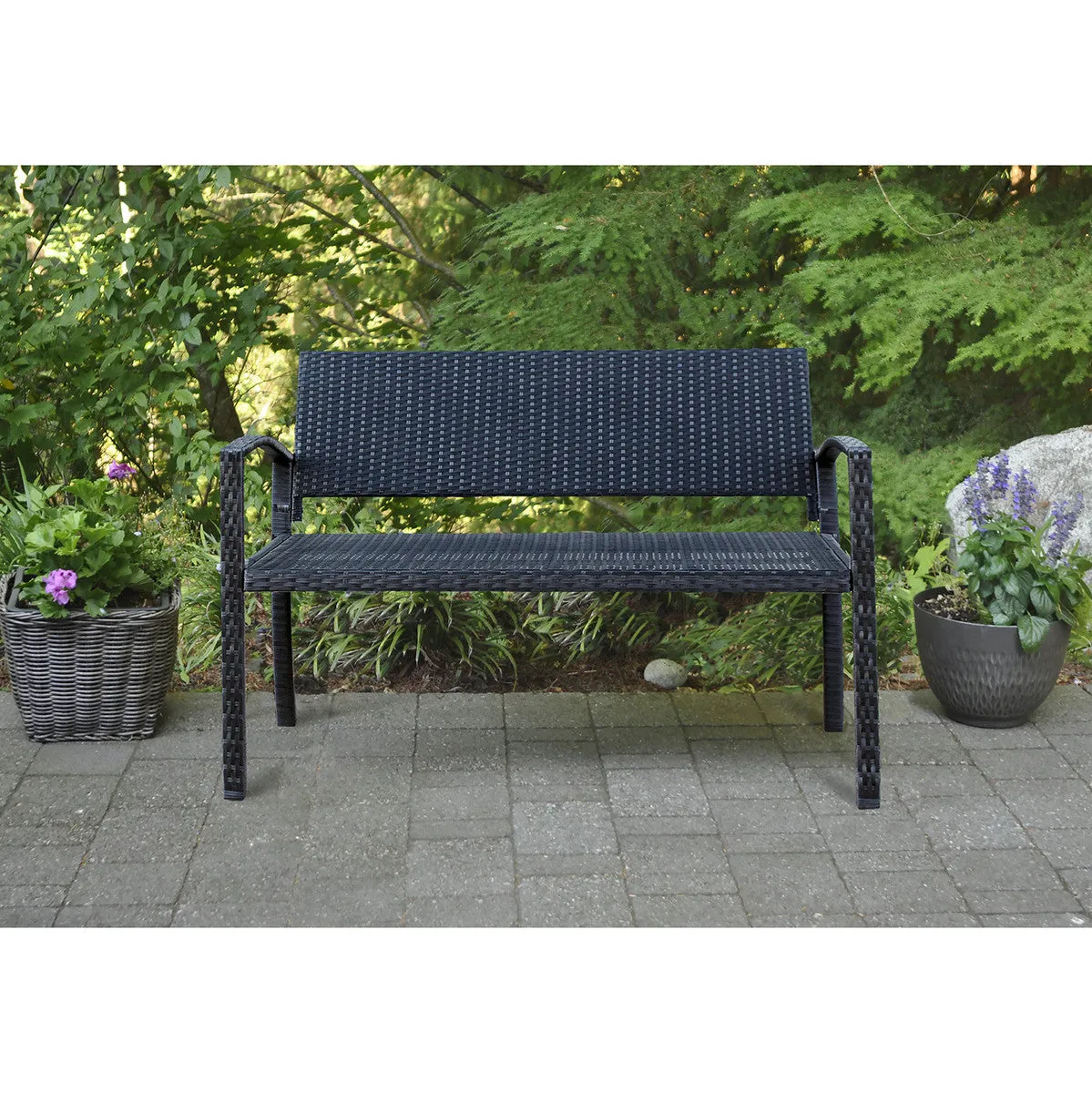 Outdoor Furniture - Patioflare Jackie Wicker Bench, PF-BB241-BK MO