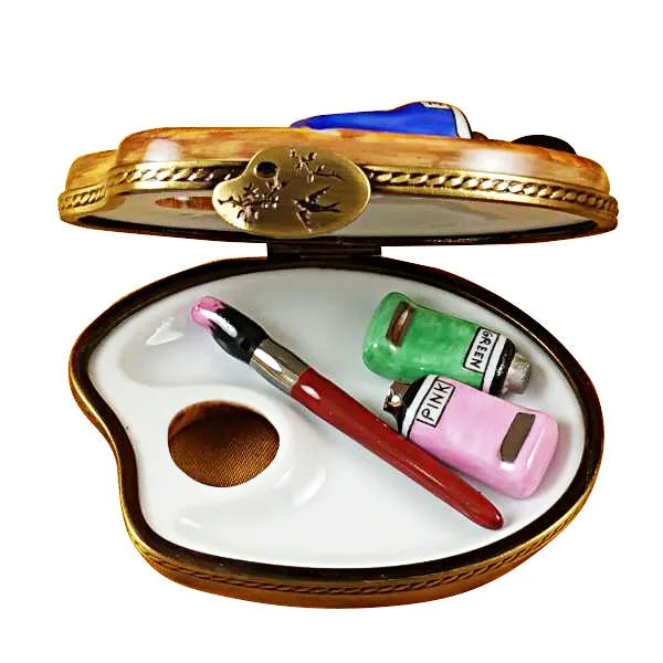 Painter's Palette with Paints Limoges Porcelain Box