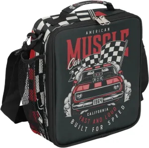 Pardick Racing Car Retro Kids Lunch Bag Insulated Lunch Box Mini Cooler Back to School Thermal Meal Tote Kit Bento Tote Bags Lunchbox for Boys Girls