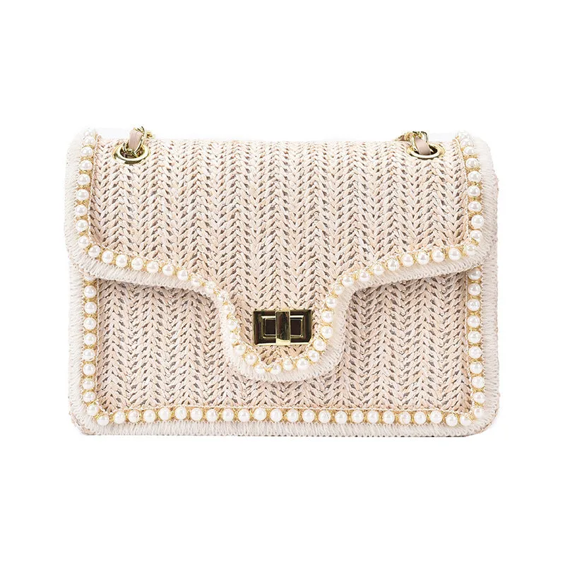 Pearl Rattan Embroidered Shoulder Bags
