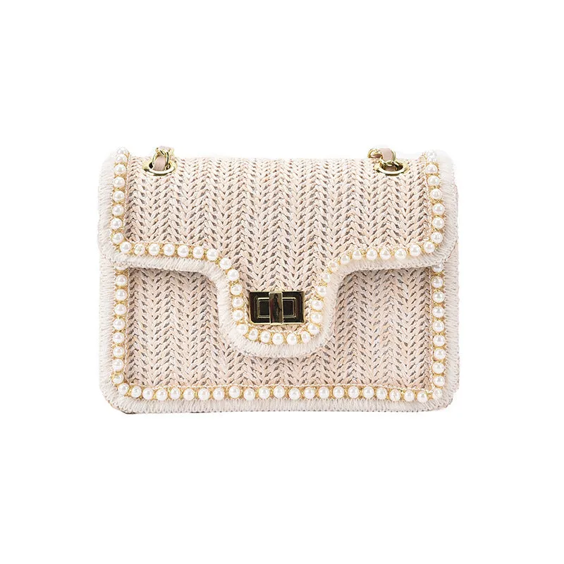 Pearl Rattan Embroidered Shoulder Bags
